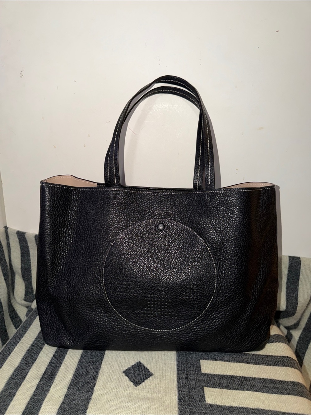 Tory Burch perforated logo pebbled Leather Tote Bag